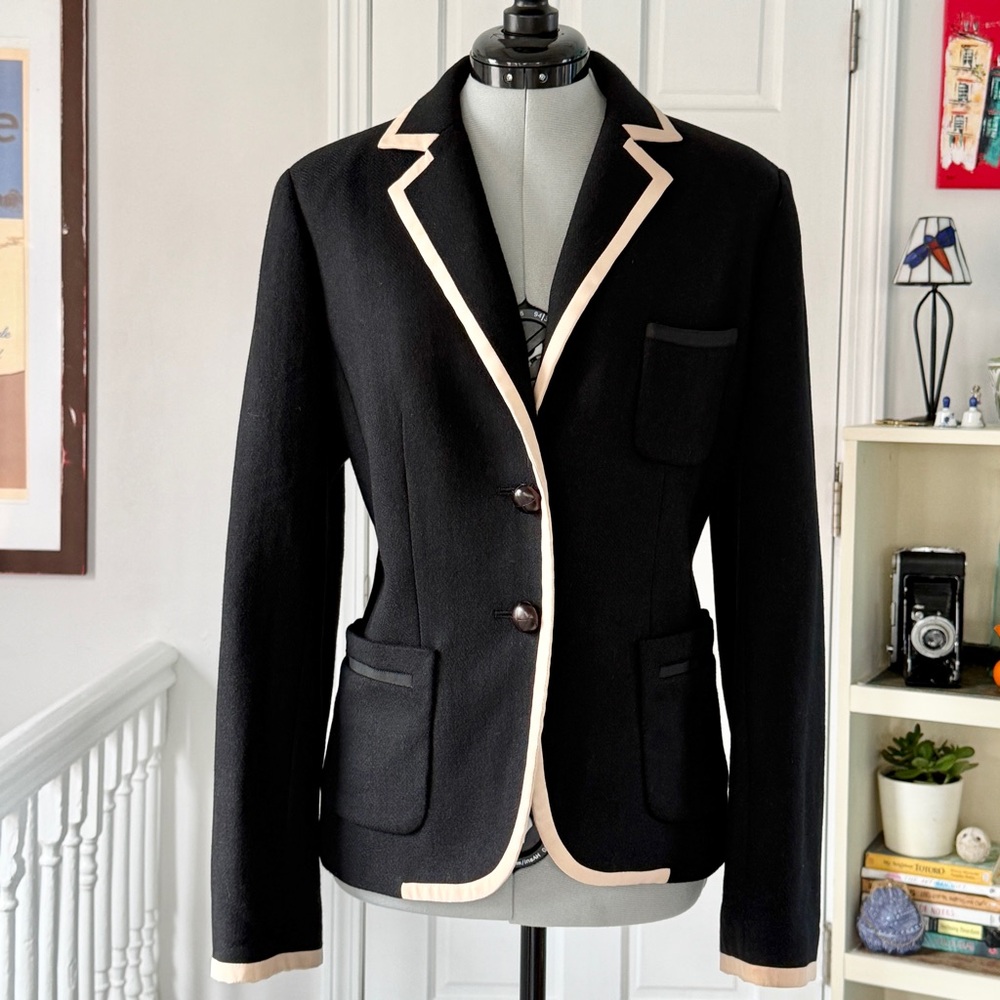 J.Crew Tipped Schoolboy Wool Blend Jacket (size 8)
